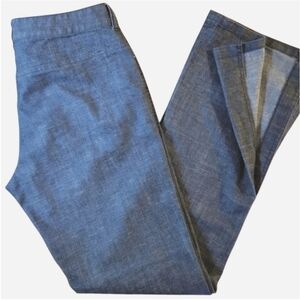 Kenneth Cole Denim Jeans Slacks 6 Pant Blue Black Stretchy Split Hems Slits